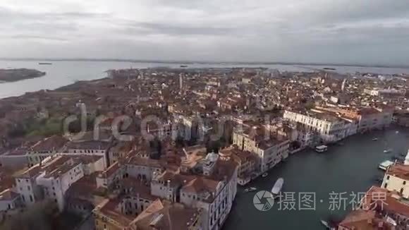 从直升机上看到威尼斯景色视频
