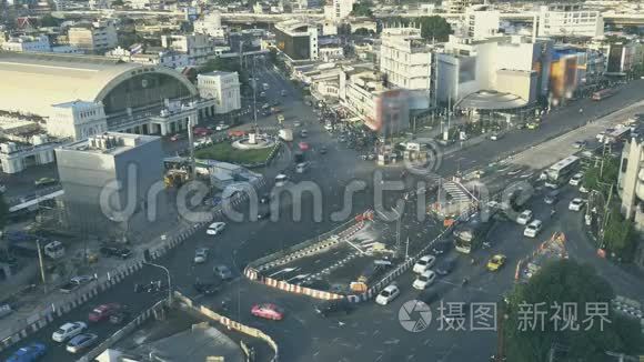 曼谷火车站附近公路的高景视频