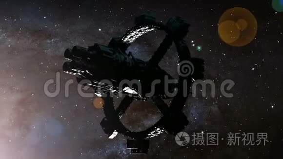 太空船和银河系恒星视频