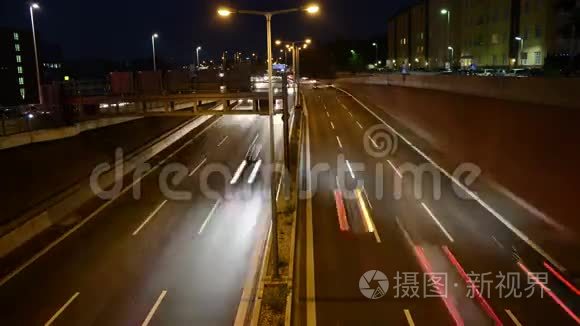 德国高速公路的夜间交通视频