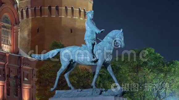 朱可夫元帅的纪念碑靠近历史视频