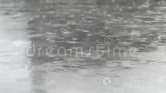 有声音的混凝土受热带大雨影响视频