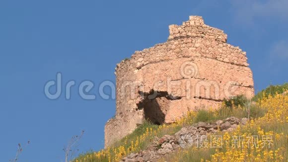 古代堡垒的废墟视频
