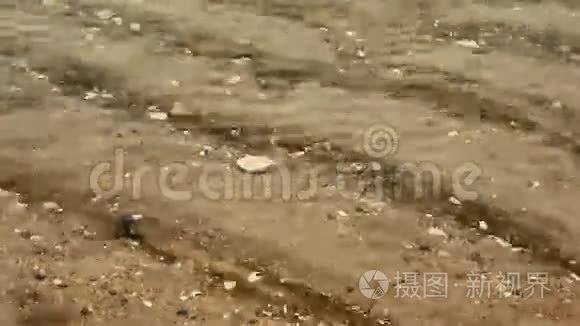 泰国恰姆海水下的波浪和贝壳