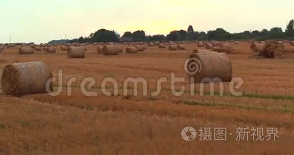 日落天空下的草贝状气射场视频