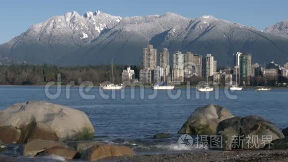 温哥华毛巾，山雪，英国海岸