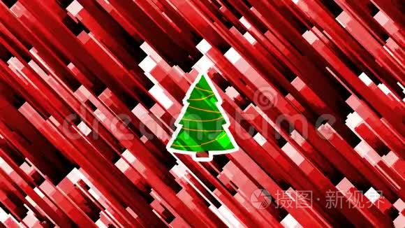 圣诞节和新年假期故障扭曲循环动画与三个图像