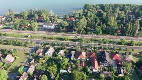 匈牙利巴拉顿湖的空中景色视频