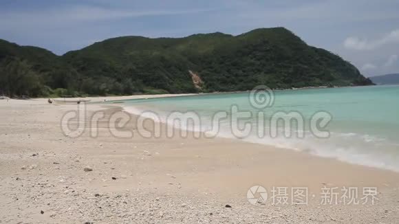 美丽的海滩有小波浪视频