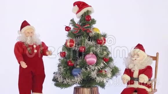 两个圣诞老人喜欢圣诞节视频