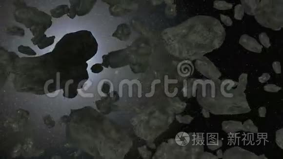 空间小行星带三维动画视频