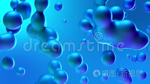 抽象的蓝色最小艺术液体背景视频