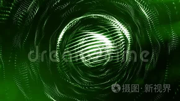 发光粒子的三维渲染作为科幻背景或具有粒子的现代抽象绿色背景