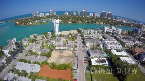 空中视频海湾海港迈阿密海滩视频