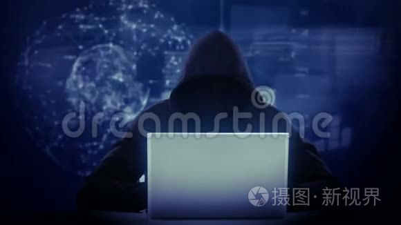 黑客使用笔记本电脑的复合视频视频