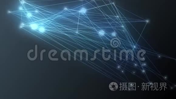 蓝色网络连接云抽象背景动画新动态技术运动彩色视频镜头