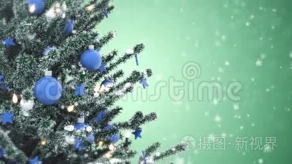 有飘落的雪花的圣诞树视频