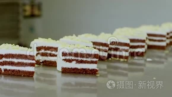 蛋糕片正站在桌子上视频