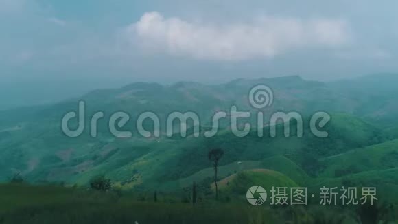 清莱地区美丽的山岳景观鸟瞰图视频