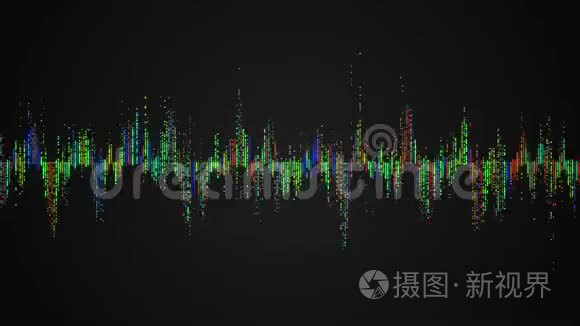 黑色背景下的抽象白音频波视频