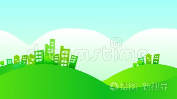 全球绿色城市的增长.. 平面循环动画。