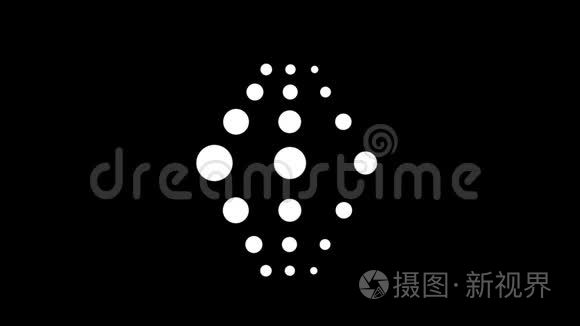 从白点圆圈中提取图形,在黑色背景上闪烁,并改变它们的大小.