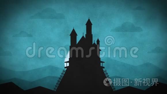 万圣节森林山城堡蝙蝠快乐视频
