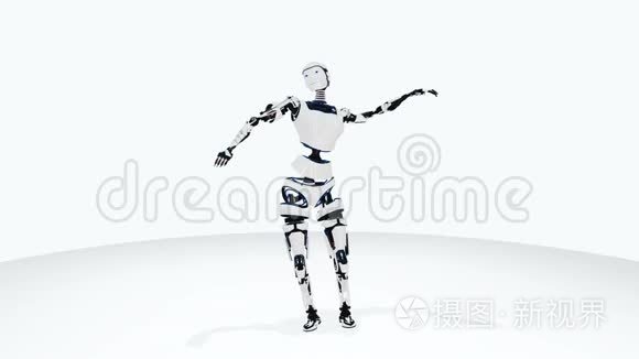 机器人Android女人跳舞。 科幻时尚机器人女孩。 可爱的机器人女人。 CG动画。