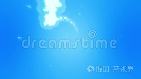 蒸汽云动画。 卡通白烟动画，雾环背景，