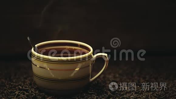 热的红茶杯没有高清镜头视频