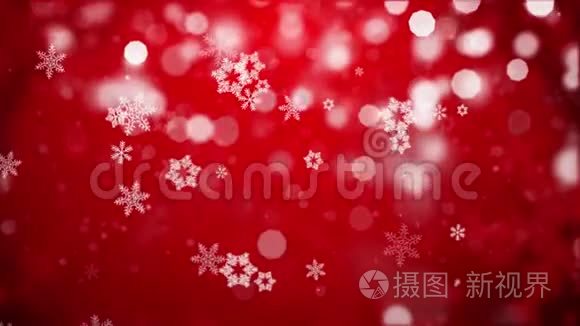 雪花飘落的圣诞红色背景视频
