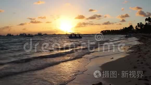 多米尼加海滩日落视频