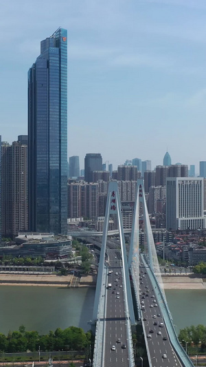 航拍城市风光武汉立体交通道路月湖桥车流素材城市素材32秒视频