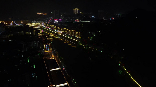 城市夜景交通灯光航拍视频