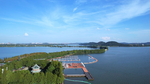 航拍湖北5A级旅游东湖景区风景湖景绿道街景4k素材62秒视频