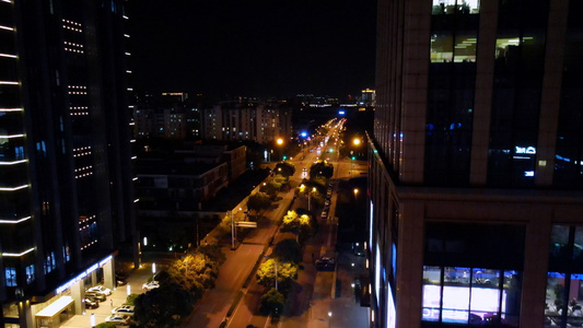 苏州城市夜景空景片段视频