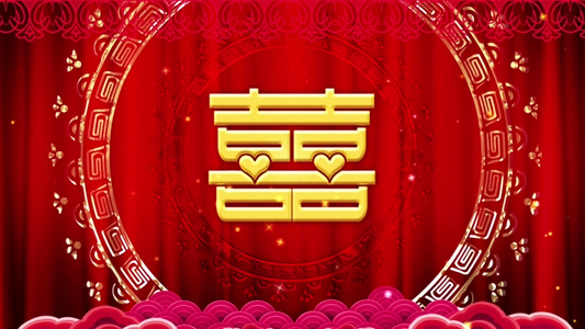 中式中国风婚礼喜庆舞台背景视频