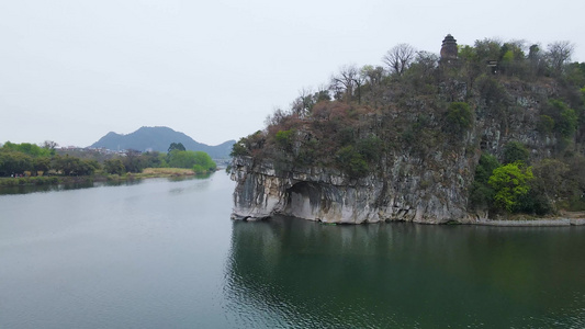 桂林象鼻山景区漓江航拍视频