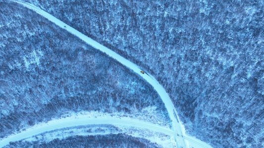 大兴安岭冬季雪景森林道路冰雪道路行车安全视频