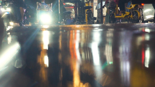 雨天慢门街道车流情绪镜头视频