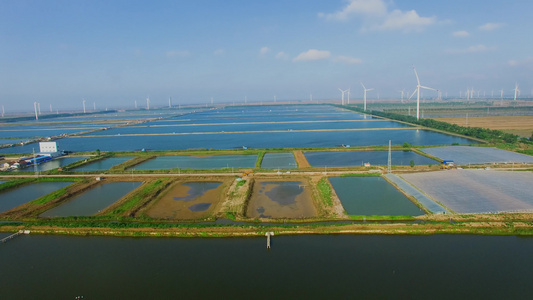 航拍水产养殖基地视频