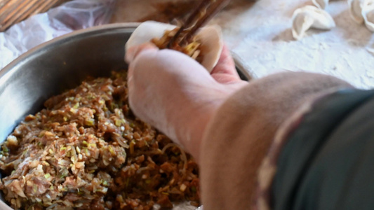 饺子传统手工包饺子过年冬至4K素材视频