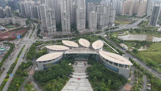 航拍广西南宁博物馆建筑视频