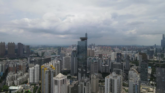 航拍广西南宁城市建设城市天际线视频