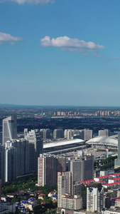 哈尔滨城市风光航拍视频蓝天白云视频