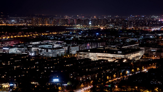 腾讯百度北京总部大厦中关村软件园夜景延时视频