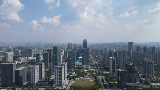 贵州贵阳经济开发区城市商务建筑航拍视频视频