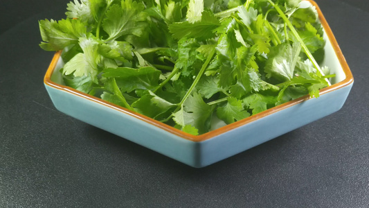 新鲜食物食材芫荽香菜蔬菜4K实拍视频[新鲜出炉]视频