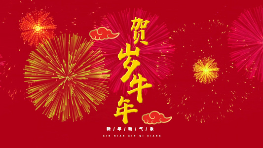 春节喜庆拜年祝福语快闪pr模板视频