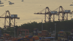 航拍城市物流港口码头制造业货物运输4k素材58秒视频